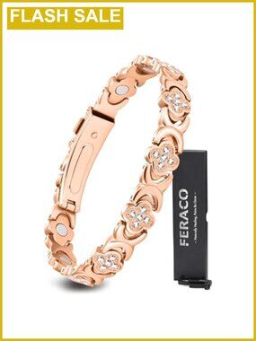 Pure Copper Magnetic Bracelet for Women Adjustable with Cubic Zirconia
